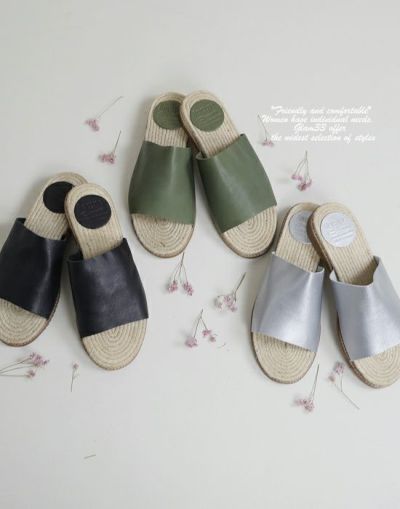 【セール】Recipe　レシピ　RP-260 レザー1枚ベルトサンダル　牛革　　レザー　ジュートサンダル　23.5cm　24.5cm　