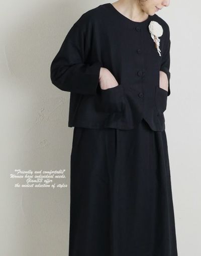 【セール】blue willow ブルーウィロー　 021sp17004 　コットンレーヨンツイルノーカラージャケット　