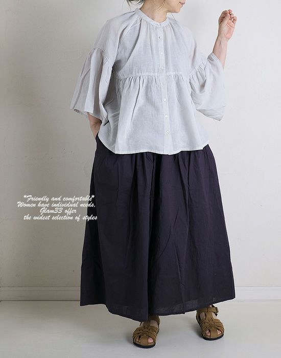 linen V-neck smock blouse - atelier naruse｜Online store｜the an