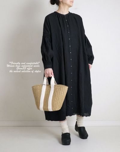 ubasoku ウバソク ub21-0239　 リネン裾刺繍レースワンピース