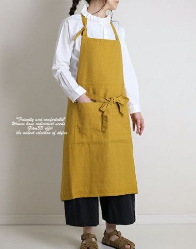 teint  ヘブンリー  TE-002　LINEN CAFE APRON 　PLAIN　リネン　エプロン　　レディース　エプロンワンピース　ギフト　
