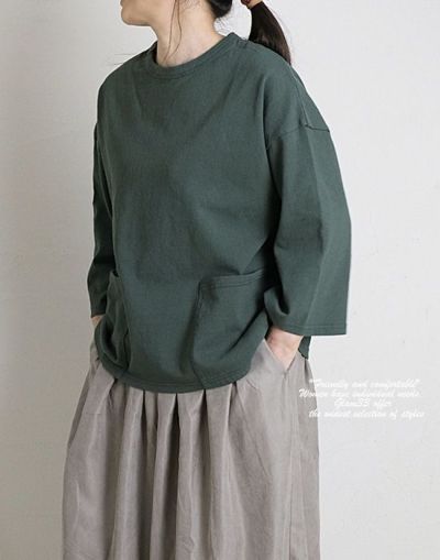 CUORE STORE  クオーレストア 　2405613　　天竺ワイド7分袖Bigポケットプルオーバー