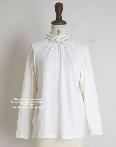 peniphass　ペニファス　28100 　配色シャーリング襟Tシャツ　