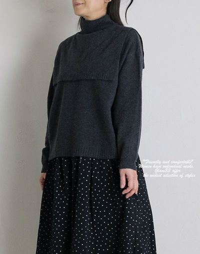 【セール】  SUN VALLEY サンバレー  SN8003220 四者混天竺ケープ付きニットプルオーバー