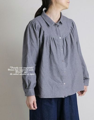 【セール】 Sorte cuff 　ソルテカフ　1122DZ26  コットン起毛ギャザーブラウス