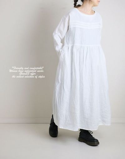 【セール】08Mab 　ゼロハチマブ　1222HF674　リネン横ピンタックワンピース