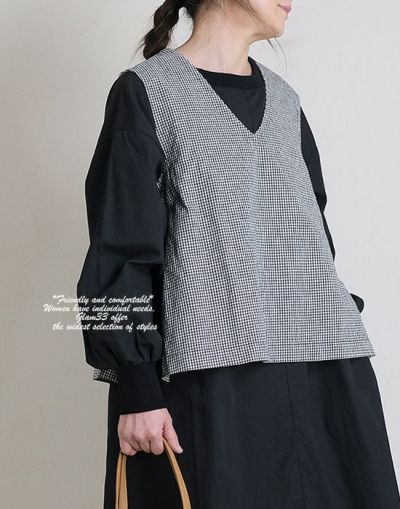 Bliss bunch ブリスバンチ 　631-270  リネンコットン Vネックサイド開きベスト