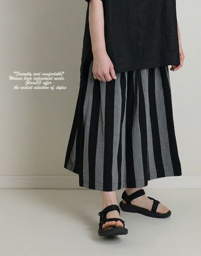 dgy ディージーワイ 　D3085　綿ストライプタックキュロットパンツ