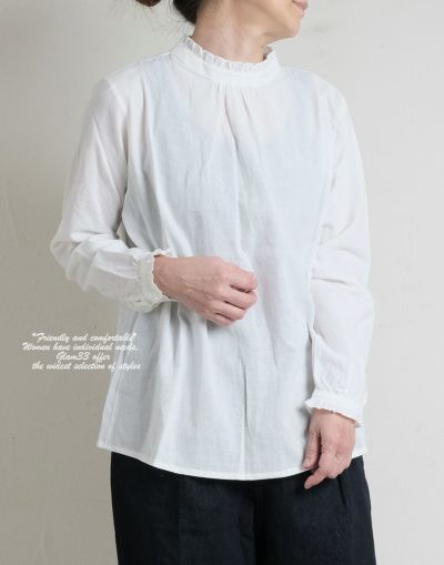 フリルコットンブラウス　6177/6114
