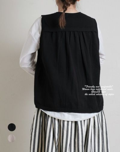   mao made　マオメイド   　  インナー付きギャザーベスト　　　411138
