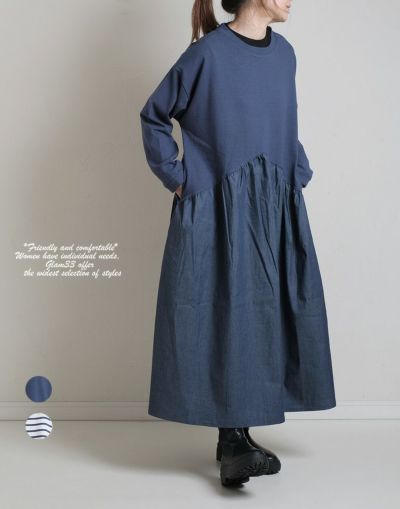 布帛切替ギャザーワンピース　247993