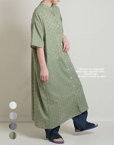 COLORK 　カラック　　ドットジャガードバックギャザーワンピース　  1441328