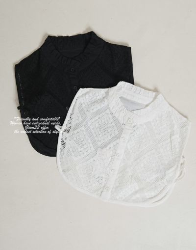 花刺繍フリルつけえり　　8140