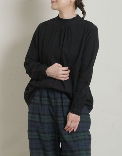 ネルスタンドフリルネックブラウス　　　1110/1237