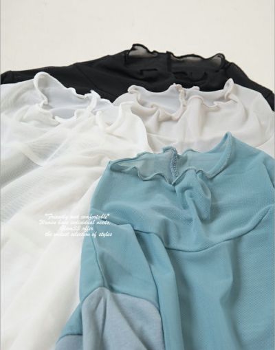 ▲超カワイイ▲ 国内発/関税込 イタリア製 ノースリーブ Tシャツ cawaii（カワイイ）の「フリル立ち襟のノースリーブシャツ
