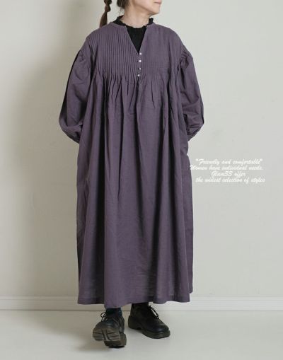 08Mab 　ゼロハチマブ　 コットンリネンバックピンタックワンピース　 IS01