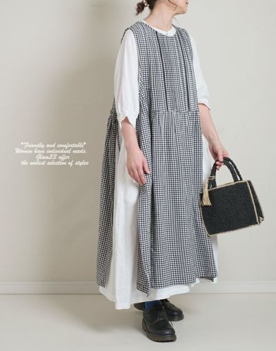 ピンタック2Wayサイドリボンエプロンワンピース　　　258955