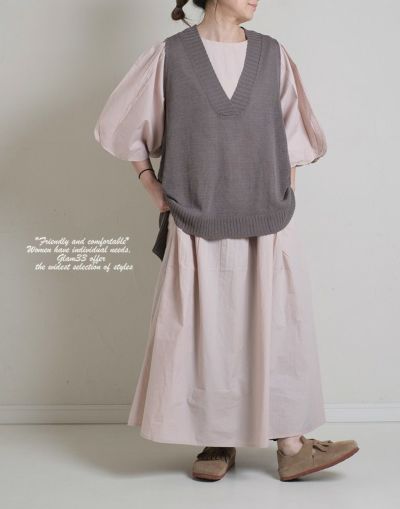 【セール】   cuore store クオーレストア　　　リネン混Aラインベスト　    5524001