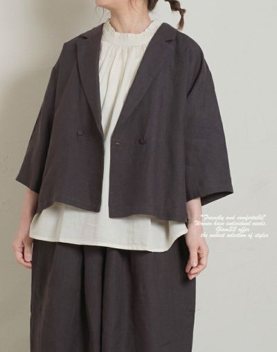 blue willow ブルーウィロー  　リネン7分袖ジャケット　　　17201