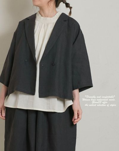blue willow ブルーウィロー  　リネン7分袖ジャケット　　　17201