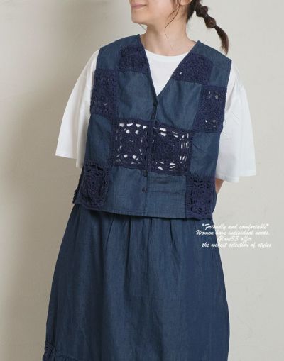 【セール】かぎ針レース編みベスト　　　258963