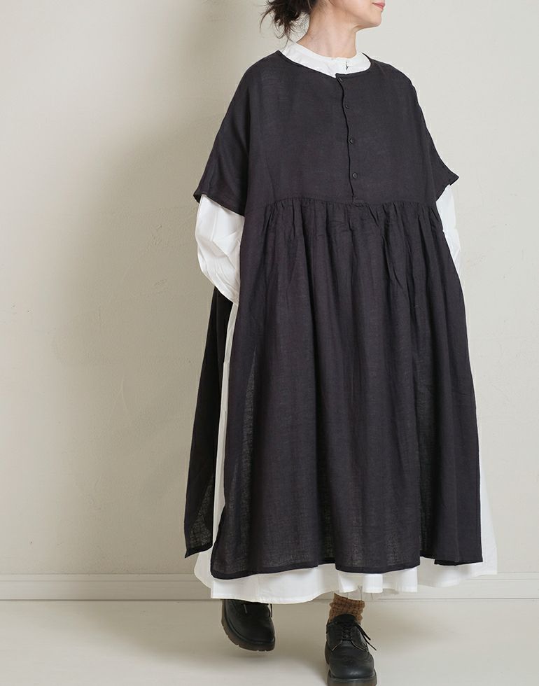新品 タグ付き so ⿻ リネン Aラインワンピース ナチュラル フレア ルーズ Newリネンミックスフレアワンピース（ワンピース）｜AP STUDIO