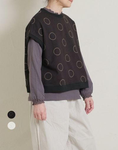 le ciel de demain 　ルシェル　ド　ドゥマン　  裏毛リング ドット刺繍ベスト   DS254K-BT25      