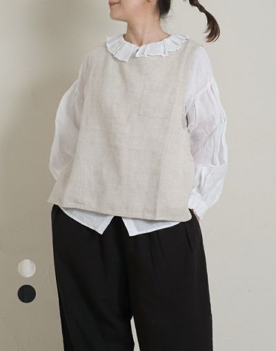 新品 GERVE レース 二重 ジレ 綿100% サイズ42 139509_r1.jpg